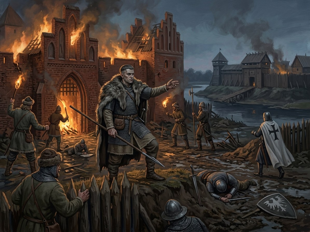 Vytautas burns Order castles; turns on the Order