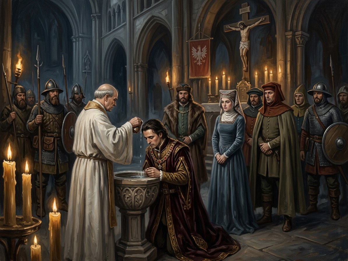 Jogaila baptised, married, crowned in Kraków
