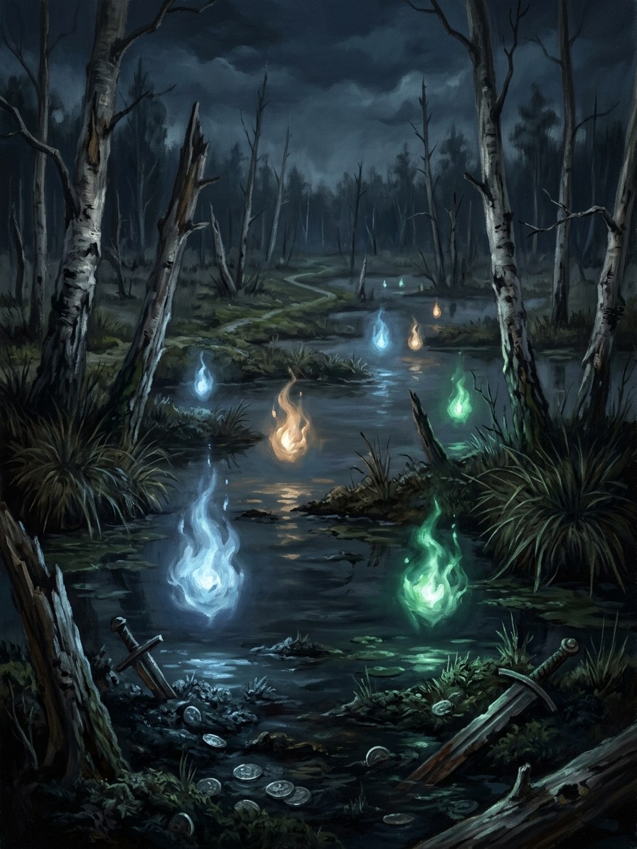Žaltvykslės (bog-lights, treasure-flames)