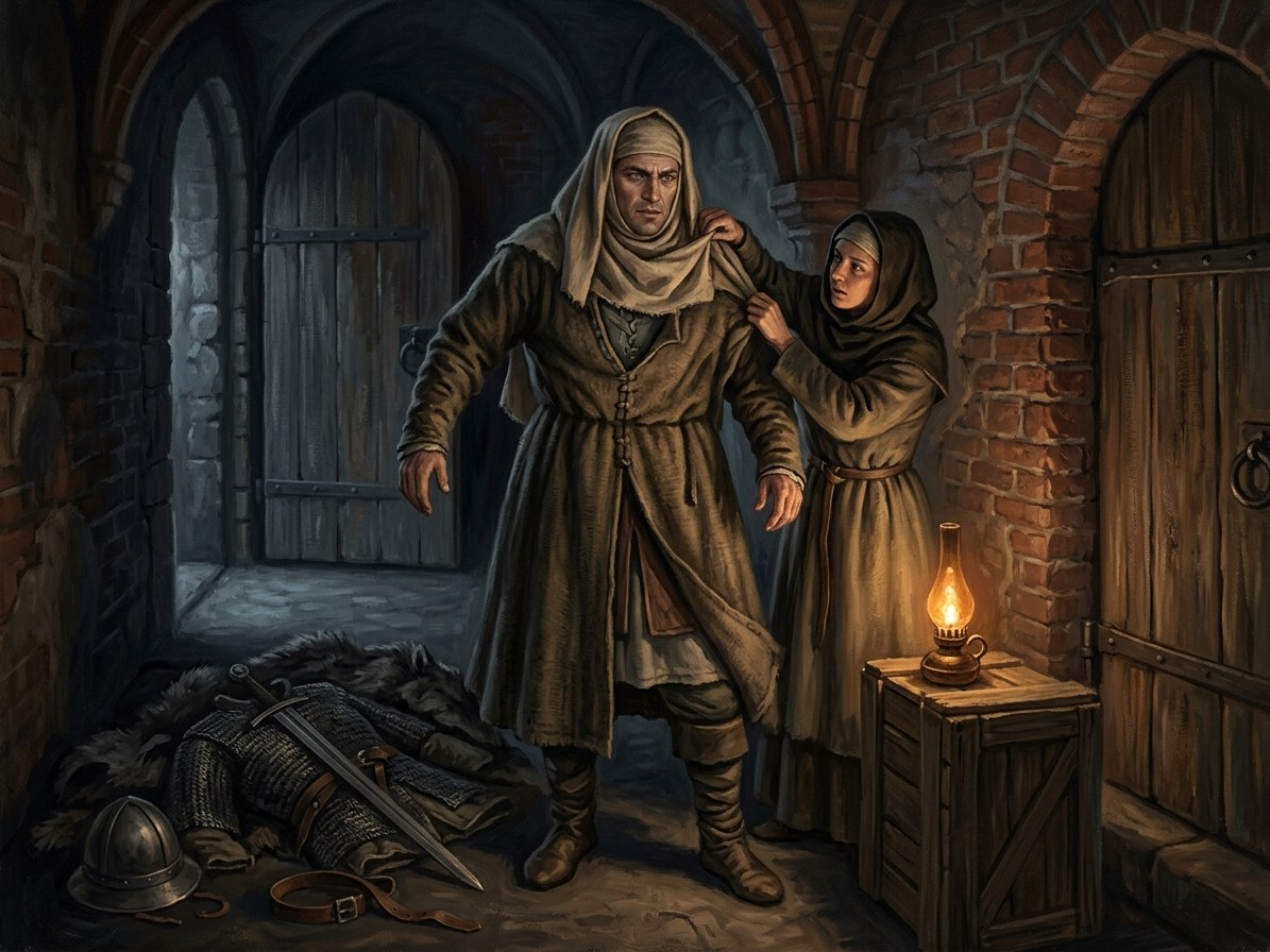 Vytautas escapes Krėva in the maid's clothes